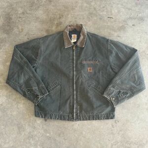 Vintage 2002 Carhartt J97MOS Moss Green Blanket Lined Detroit Jacket Size XL